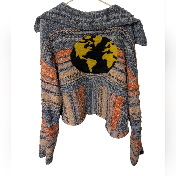 Pilcro Anthropologie Embroidered Earth Boho Cardigan Sweater X Large XL - Picture 7 of 11